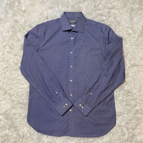 Michael Kors Dress Shirt Mens Size 16 / 34-35 Slim Fit Stretch Blue - Picture 2 of 9